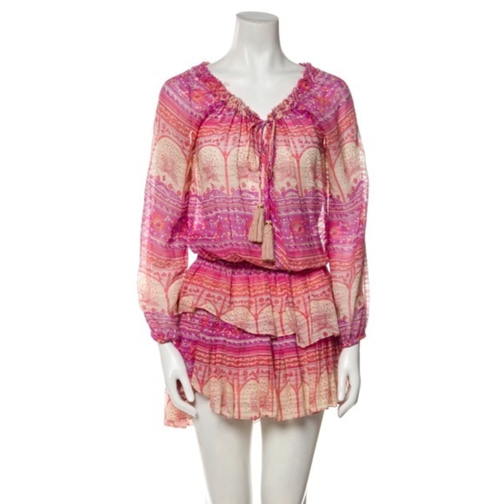 LoveShackFancy POPOVER 100% silk pink mini dress xs